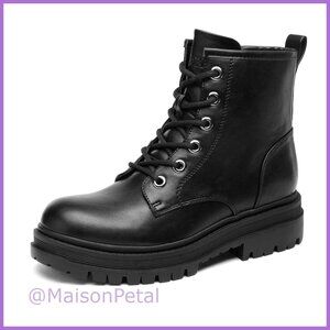 Combat Boots Ankle Booties Lace-up Platform Side Zipper Lug Sole